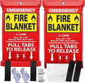 JJ CARE Fire Blanket - 40" x 40" [2 Packs with Hooks & Gloves] - Suppression Flame Retardant Emergency Fire Blanket for Camping, Grill, Kitchen, Home, Car, School, Office, Warehouse