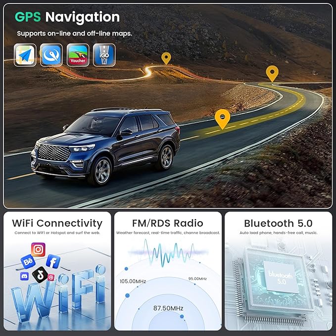 [8-Core 6+128GB] Hikity Android 15 Car Stereo for 2010-2016 Jeep Patriot Compass, 10.1 Inch Touchscreen Radio with Wireless Carplay Android Auto, Bluetooth GPS WiFi 32EQ DSP FM RDS SWC+Backup Cam