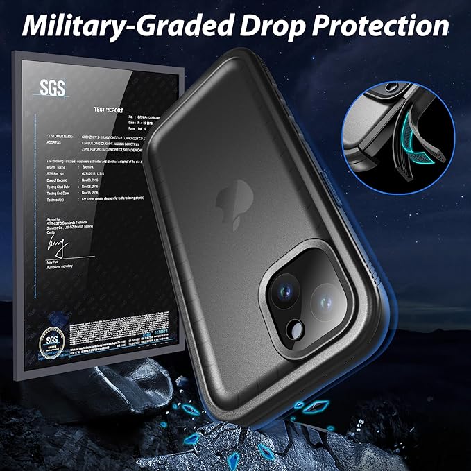 SPORTLINK for iPhone 15 Plus Case - IP68 Waterproof Military Protective Full Body Heavy Duty Shockproof 360 Sealed Dustproof with Camera Screen Protector Cover for i Phone 15 Plus 6.7" Black