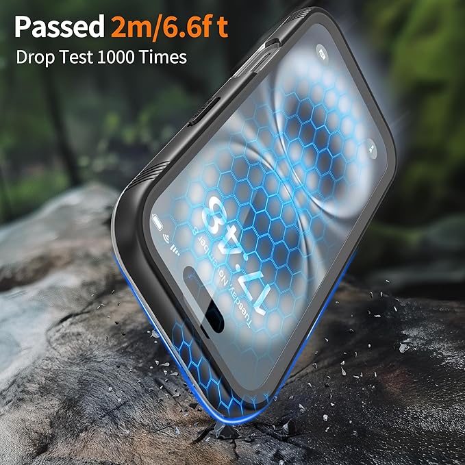 Cozycase for iPhone 16 Waterproof Shockproof Dustproof Case [Compatible with MagSafe] - Heavy Duty/360 Full Body/Military Grade/Rugged Built in Screen/Camera Protector Black/Frosted Clear 6.1 inch