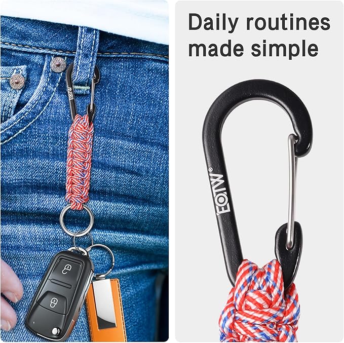 EOTW Paracord Keychain for Men Women Paracord Carabiner Backpack Keychain with Aluminum Clip for Camping Hiking Outdoor Gear