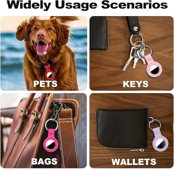 Linsaner Case for AirTag 2nd Gen (2026) & 1st Gen, Silicone Holder Keychain Key Ring, Protective Cover for Air Tags, GPS Finder Accessories for Bags, Pets, Kids, Luggage,Pink/Hot Pink/Light Purple/Red