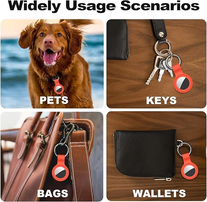 Linsaner Case for AirTag 2nd Gen (2026) & 1st Gen, Silicone Holder Keychain Key Ring, Protective Cover for Apple for Air Tags, GPS Finder Accessories for Bags, Pets, Kids, Luggage, Orange