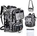 Goture Fishing Backpack, 900D Water-Resistant Tackle Backpack with Rod Holders, 58L Large Storage Gear Fishing Tackle Bag with Detachable Crossbody Bag,8 Lure Pockets,Bottle Holder for Camping Hiking