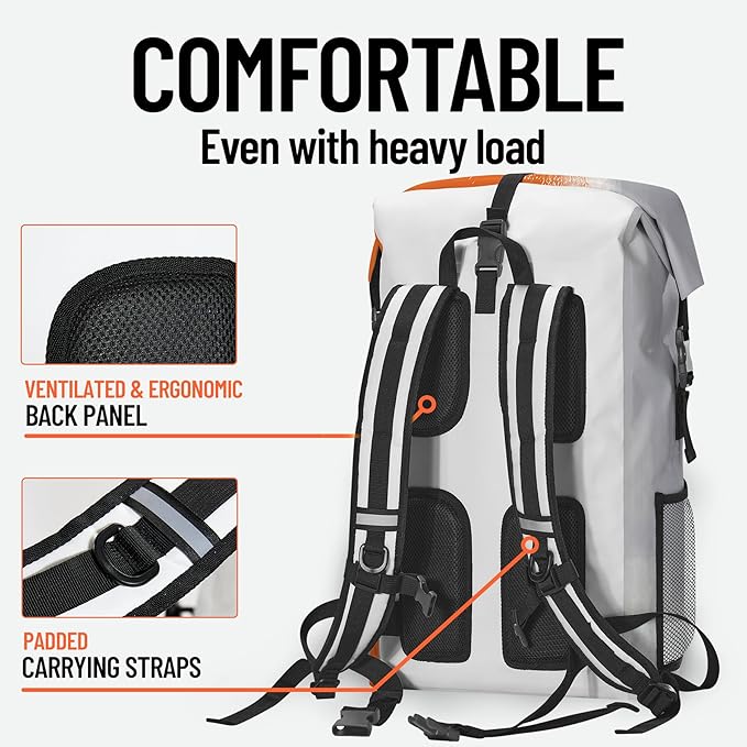 Waterproof Dry Bag Marine Dry Bags for Kayaking Hiking Orange Gray Abstract Art Painting Backpack Roll-Top Closure Bag - Backpack Waterproof Phone Case 5L