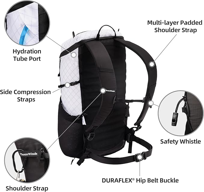 Thous Winds Ultralight Backpack, 20+5L Waterproof Hiking Daypack, EPX200 Fabric, 500g Lightweight Travel Backpack for Men Women Outdoor Camping Backpacking, Ranger Green