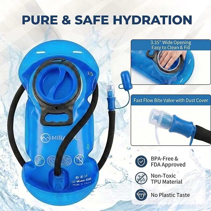Miracol Hiking Hydration Backpack with Bladder: 2L Water Reservoir for 8H Hydration - Insulated Keep Water Cold 4 Hours - Adjustable Straps Comfortable for Day Hiking/Cycling/Half Marathon (Blue)