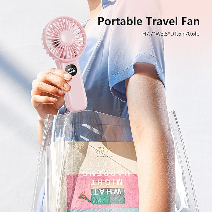 Portable Fan, 2-Pack Rechargeable Handheld Fans with 12H Battery, 5-Speed 180° Foldable USB Fan, Cooling Face Fan with Lanyard for Makeup & Travel, Camping, Hiking -Pink & Purple