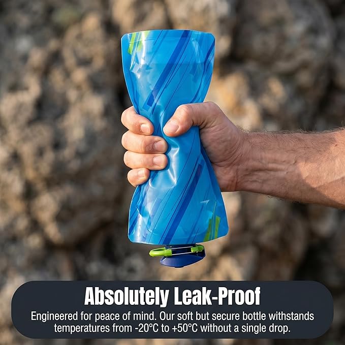 Jinora 3 Pack Collapsible Water Bottles for Travel – 24oz Foldable Water Bottle with Leakproof Lid, 700ML Food-Grade Silicone Portable Reusable BPA-Free Water Bottle for Hiking,Sports,Camping,Biking