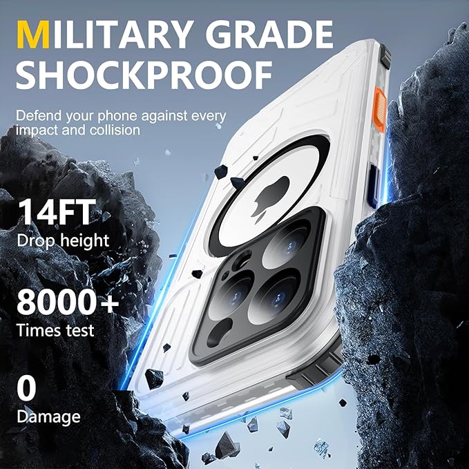 Red2Fire for iPhone 16 Pro Case Waterproof, [Built-in Screen Protector & Camera Protector][Compatible with MagSafe][Full Body Shockproof][IP68 Waterproof][Dustproof] Phone Case 6.3" Black
