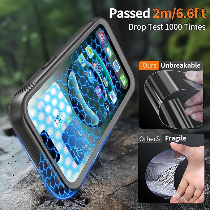 Cozycase TOP Military Shockproof IP68 Waterproof Case for iPhone 16e/iPhone 17e [Compatible with MagSafe] Heavy Duty 360 Full Body with Screen Camera Protector Double Dustproof Hard Tough Cover Black