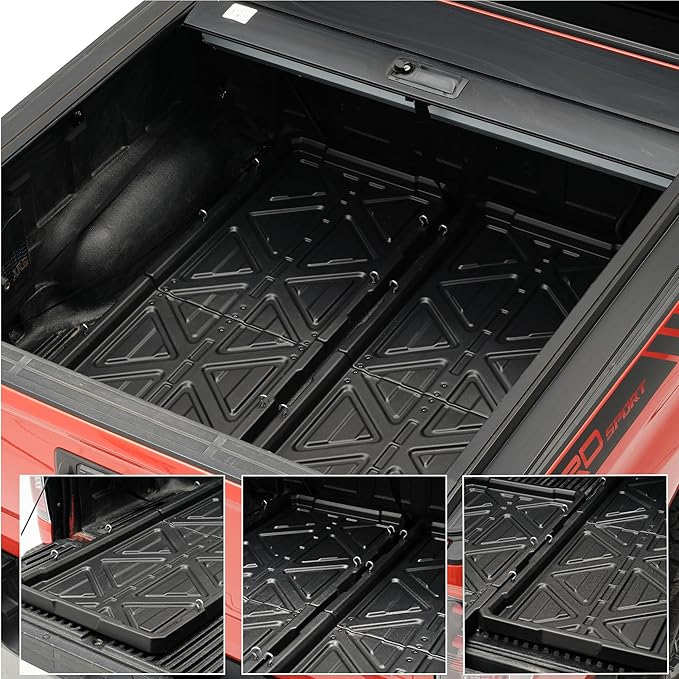 Truck Bed Slide Out Cargo Tray, 62" Lx 47.2" W Size Truck Bed Organizer Tray for 5’7’’+ Long Beds, Sliding Truck Cargo Tray Fits Most Full-Size Pickups, with Open Hooks & Elastic Cargo Net