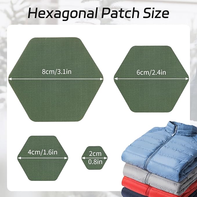J.CARP 8PCS Nylon Repair Patches, Self Adhesive & Waterproof Patches, Nylon Repair Patches for Down Jacket, Clothing, Holes, Tents, Sleeping Bags, Umbrella, Etc(Green)