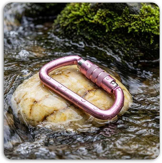 FresKaro 3inch 12kN-2698lbs Auto Locking Carabiner Clips, Solid D Shape, Heavy Duty 7075 Aluminum, Lightweight 1.09oz, Rust Proof, for Hammock, Hiking, Dog Leash, Keychain etc., Multi-Colors
