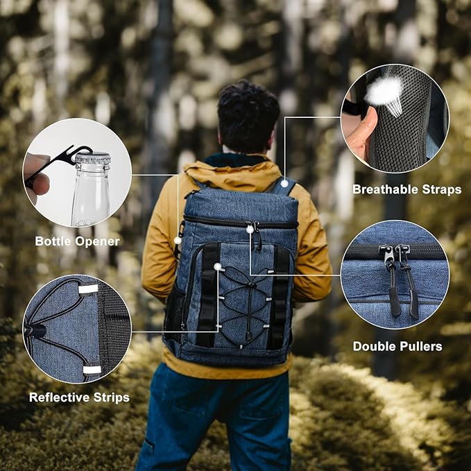 33 Cans Insulated Backpack Cooler - Leakproof Waterproof Lightweight Soft Coolers Bag for Camping Picnic Hiking Beach and Lunchbox Backpacks Bags-Leak Proof Ice Chest Back Pack