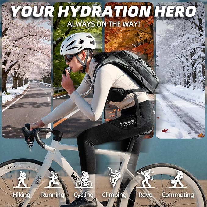 Hydration Pack Backpack, Insulated Hiking Water Backpack with 1.5L Water Bladder, Running Hydration Vest Backpack for Men Women, Hydro Daypack for Hiking, Cycling, Climbing, Rave