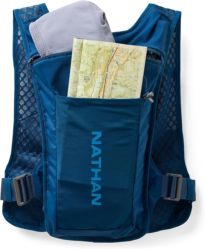 Nathan QuickStart Hydration Pack Vest with Bladder or flasks, Storage Pockets, Breathable Moisture-Wicking Fabric, Adjustable Straps for Running, Hiking, Walking, Marathons, Obstacle Races