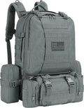 CVLIFE Tactical Backpack Military Army Rucksack 60L Large Assault Pack Detachable Molle Bag, Grey