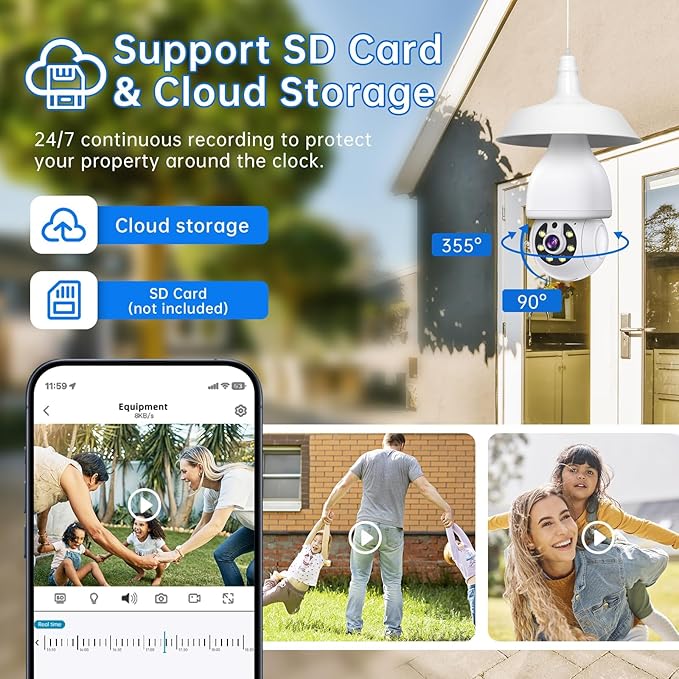NoahTec 5MP Light Bulb Security Camera 5G&2.4G WiFi Security Cameras Wireless Outdoor Indoor,360°Bulb Cameras for Home Security Outside Indoor,Motion Detection and Alarm,Two-Way Talk 2 Pack (5MP)