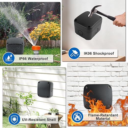Waterproof Junction Box,Nineleaf IP66 Weatherproof Electrical Project Boxes,3.3X 2.8 x 2.3 inch,Universal Electrical PVC/ABS Plastic Project Enclosure Box,Black