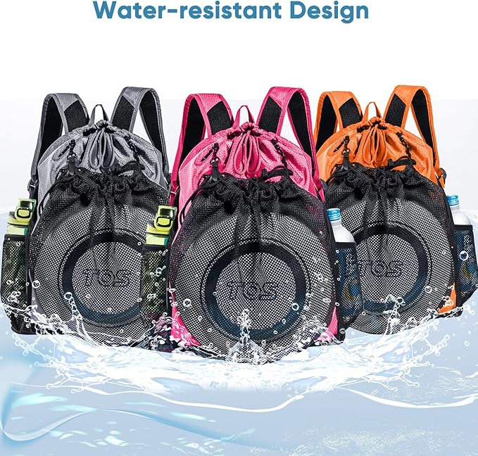 Large Beach Backpack Waterproof Sandproof - Customized Oversized Drawstring Pool Bag with Shoe Compartment for Toiletries, Towels, Gym, Travel