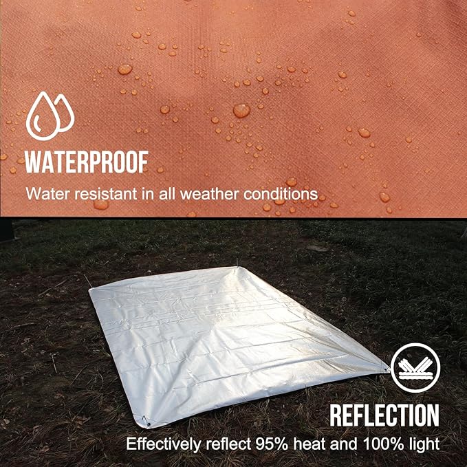 LYN Heavy Duty Emergency Blanket Survival Gear Waterproof Insulated Blanket Emergency Tarp for Camping, Hiking, Bushcraft