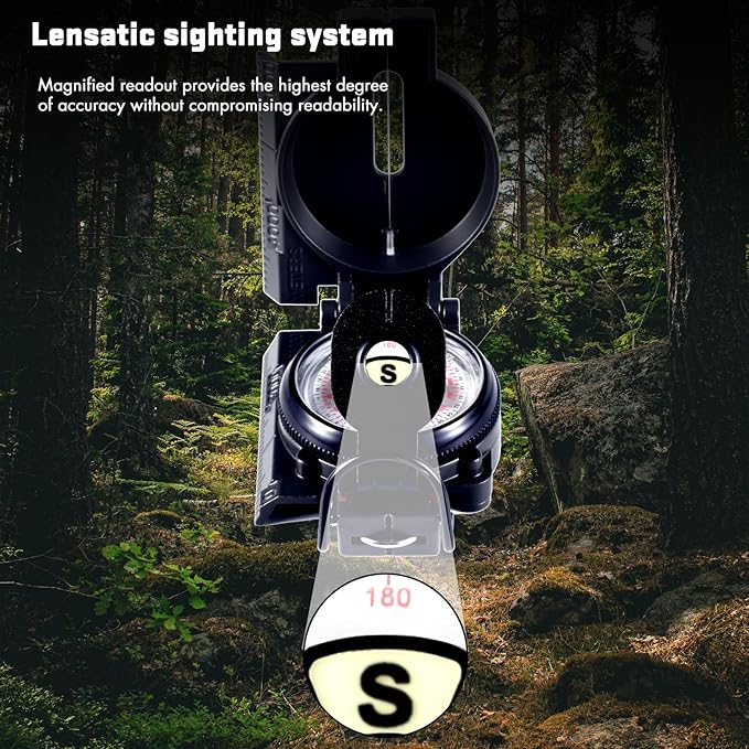 Eyeskey Multifunctional Military Sighting Navigation Compass Impact Resistant & Waterproof Compass for Hiking, Camping