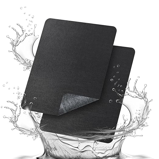 Waterproof Fabric Repair Patch, 9×11Inch 2 Pcs Self-Adhesive Fabric Repair Kit,PVC Repair Patch, for Tent, Canvas, Canopy,RV Awning Repair,Car Seats(Black)