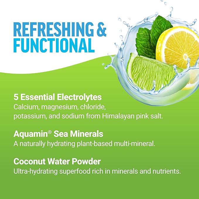 Force Factor Liquid Labs Electrolytes Powder Packets—Lemon Lime—Hydration Packets to Make Electrolyte Water with 5 Essential Electrolytes, Vitamins, Minerals, and Antioxidants, 40 Stick Packs, 2-Pack