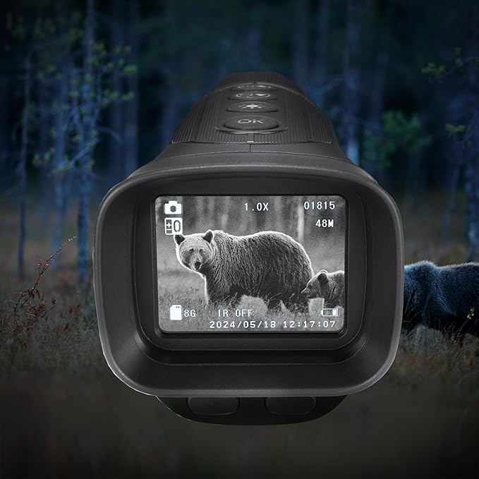 Barska NV-1 Digital Night Vision Monocular – Compact Infrared Scope for Day & Night Use – HD Photo/Video, Rechargeable Battery, USB/Micro SD Compatible