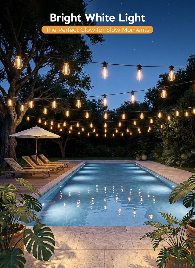 Minetom 202FT Solar String Lights Outdoor Waterproof, 65 LED S14 Shatterproof Bulb, Patio Lights with Remote Type-C Port Timable, 3 Light Modes Dimmable Solar String Lights for Outside, Yard, Camping