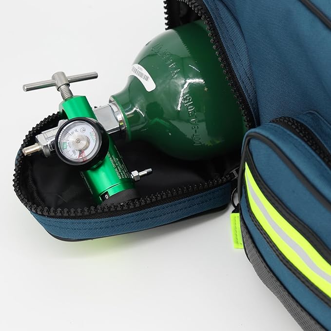 Lightning X Fully Stocked X-Tuff Modular Oxygen Trauma Bag w/Removable Organizer Pouches for EMS/EMT + First Responder - Blue