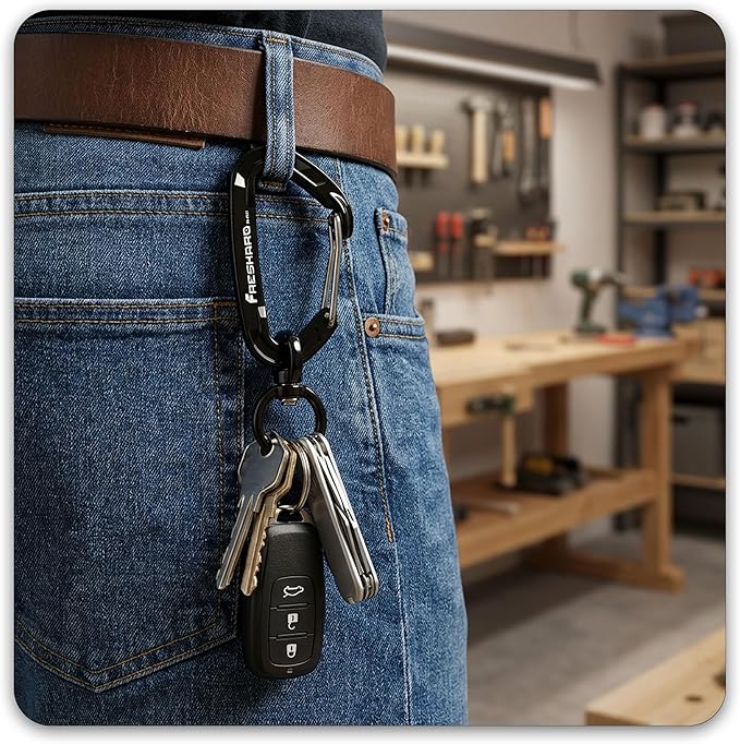FresKaro 5pcs Nano Carabiner Clips, 8kN 1798lbs, Small Sturdy, Reliable Time-Tested Strong Spring Wiregate, Mini Size 2.37inch, Choice of 5colors