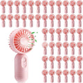 Rossesay 48 Pcs Mini Portable Fan Bulk Cute Handheld Lightweight Small Little Personal Hand Eyelash Fan 3 Speeds USB Rechargeable for Women Men Indoor Outdoor Makeup Travel (Pink)