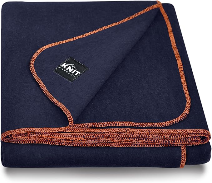 Large Military Wool Blanket - Warm & Thick Emergency Survival Blanket Great for Camping, Outdoors, Sports Events, Picnics, 4.5 lbs, 64" x 88" (Navy)