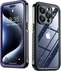 SPIDERCASE for iPhone 15 Pro Case Waterproof, Built-in Lens & Screen Protector, Full Heavy Duty Protection, 12FT Military Shockproof, Dustproof, Anti-Scratched Phone Case,Purple
