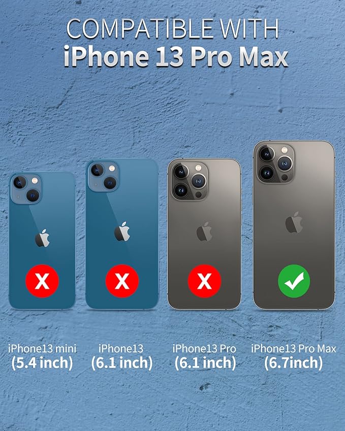 SPORTLINK iPhone 13 Pro Max Waterproof Case - Full Body Heavy Duty Protection with Screen Protector, Shockproof, 6.7" - Blue
