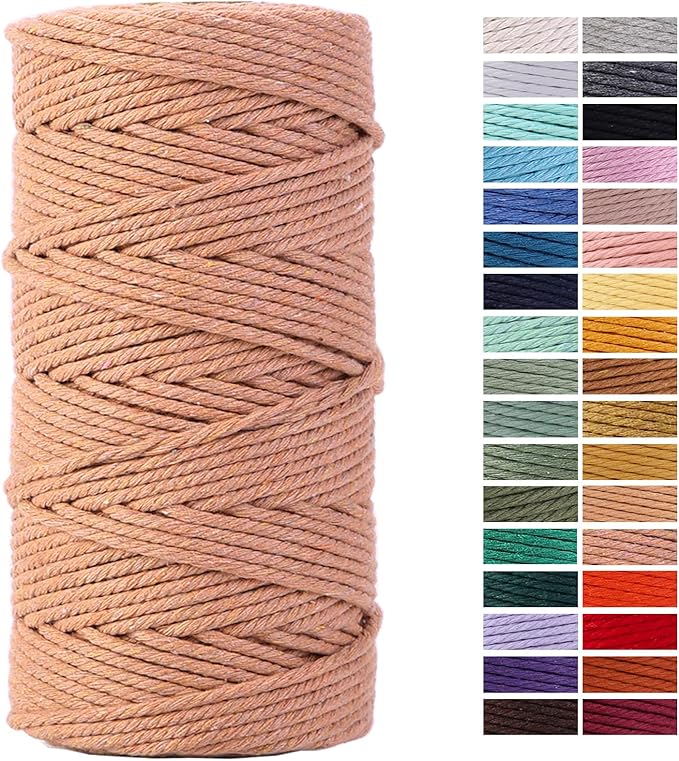 Brick Red Macrame Cord 3mm x 109Yards,Colored Cotton Rope Craft Cord Colorful Cotton Cord Twine for Wall Hanging Plant Hangers Crafts Knitting Decorative Projects