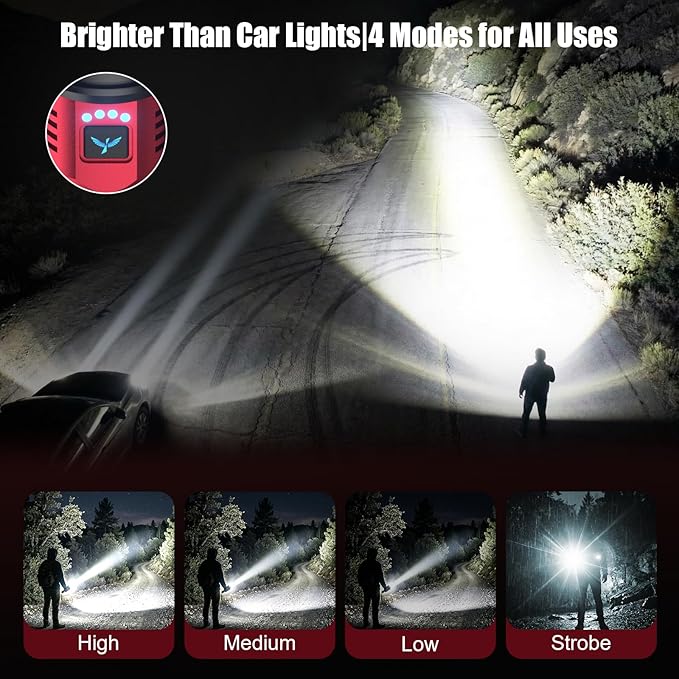 SKYFIRE Bright Flashlight with Ignition Lens&Yellow/Blue Light,3000lm Super Bright Rechargeable Flashlights High Lumens,Zoomable,Waterproof Tactical Flashlight for Camping,Outdoor &Gifts