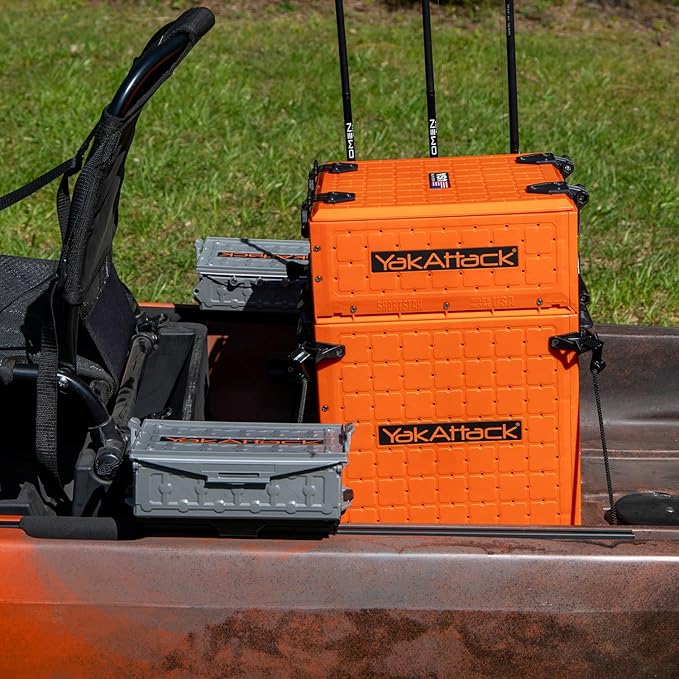 YakAttack ShortStak Upgrade Kit for BlackPak Pro | 13" x 13" – Orange | Stackable Kayak Crate Add-On with GridLoc Panels, Hinges & Latches | Not Standalone | Made in USA