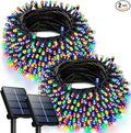 OZS 2PK 240LED Multicolor Solar Christmas Lights Outdoor Waterproof,String Lights for Outside, Green Wire Solar Tree Lights with 8 Lighting Modes for Xmas Wedding Party Christmas Decor