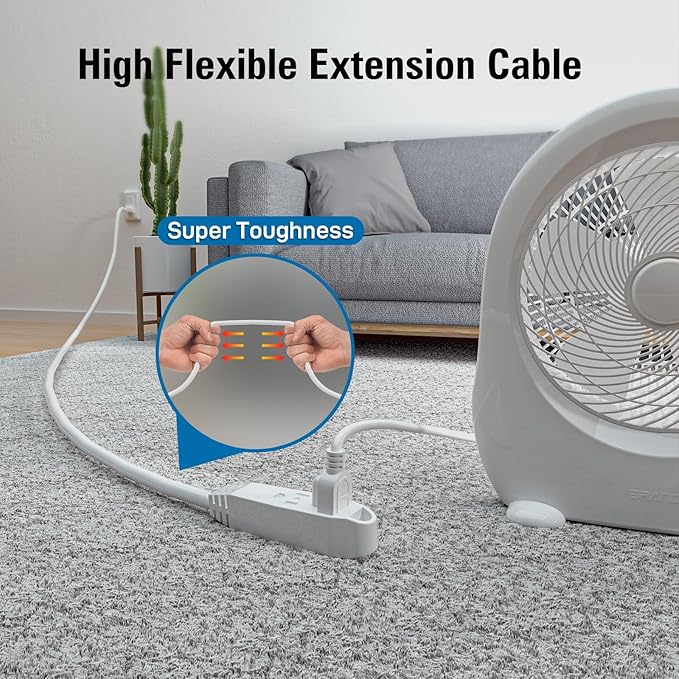 K KASONIC - 100-Feet 3 Outlet Extension Cord, ETL/UL Listed, 16/3 SJTW 3-Wire Grounded, 10 Amp 125 V 1625 Watts, Multi-Outlet Indoor/Outdoor Use, White