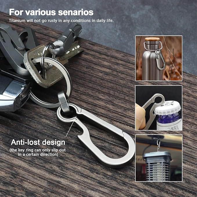 PJYTAC Key Chain Clip Titanium Carabiner Keychain Quick Release Carabiner for Keys Titanium Key Rings Heavy Duty