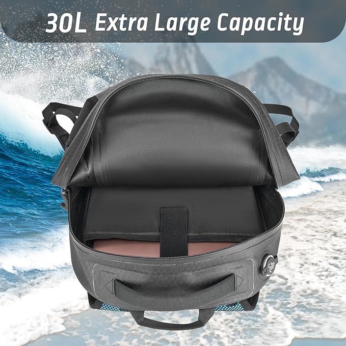 Trudave Waterproof Backpack, Waterproof Submersible Backpack, Floating TPU Coated Dry Bag with Airtight Zipper for Kayak, Fishing, Boating, Hiking, Blue,(20L)