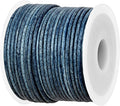 GENIQUE Real/Genuine Round Leather String Cord for Necklace, Bracelets, Jewellery, Braiding (1.5mm, Blue Distressed)