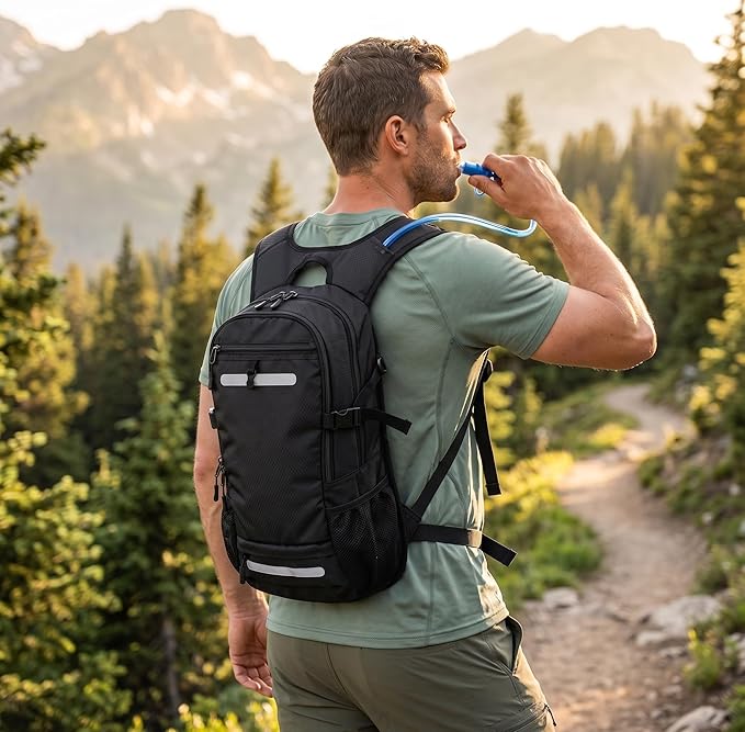Zavothy 20L Multipurpose Hiking Backpack with 3L Water Bladder – Durable Hydration Backpack with Insulated Bladder Compartment, Hidden Helmet Holder & Rain Cover – for Hiking, Commuting, and Camping