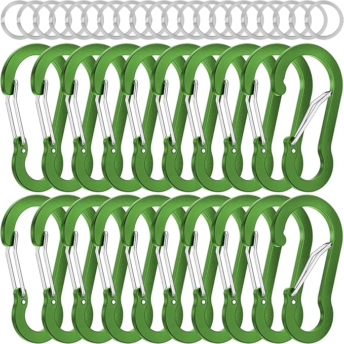 sprookber 2" Small Carabiner Clip, D Ring Caribeener, Spring Snap Hook for Keychain Multipurpose, Set of 20