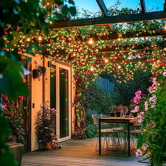 JMEXSUSS 200 LED Red and Green String Lights Outdoor, 66ft Christmas String Lights Indoor Clear Wire Plug in for Bedroom Party Christmas Tree Halloween Christmas Decorations