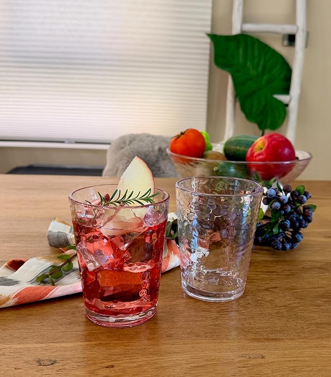 KLIFA- NICE- 14.7 & 20 ounce, Set of 8, Acrylic Tumbler & Highball Drinking Glasses Set, BPA-Free, Stackable Plastic Drinkware, Dishwasher Safe Cups, Clear