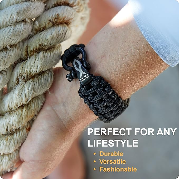 Savior Survival Gear Paracord Watch Band Compatible with Apple Watch 38mm, 40mm Apple Watch, and 41mm Apple Watch - Paracord Watch Band with Stainless Steel Adjustable Shackle (Black, Large)